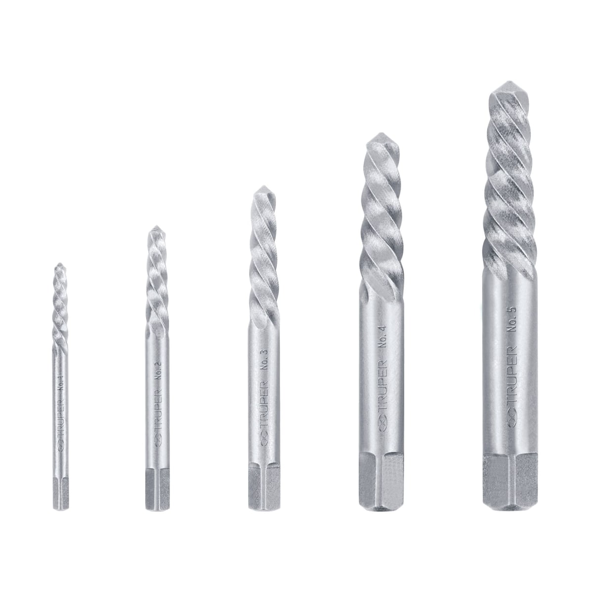 Juego con 5 extractores de pernos rotos Truper1