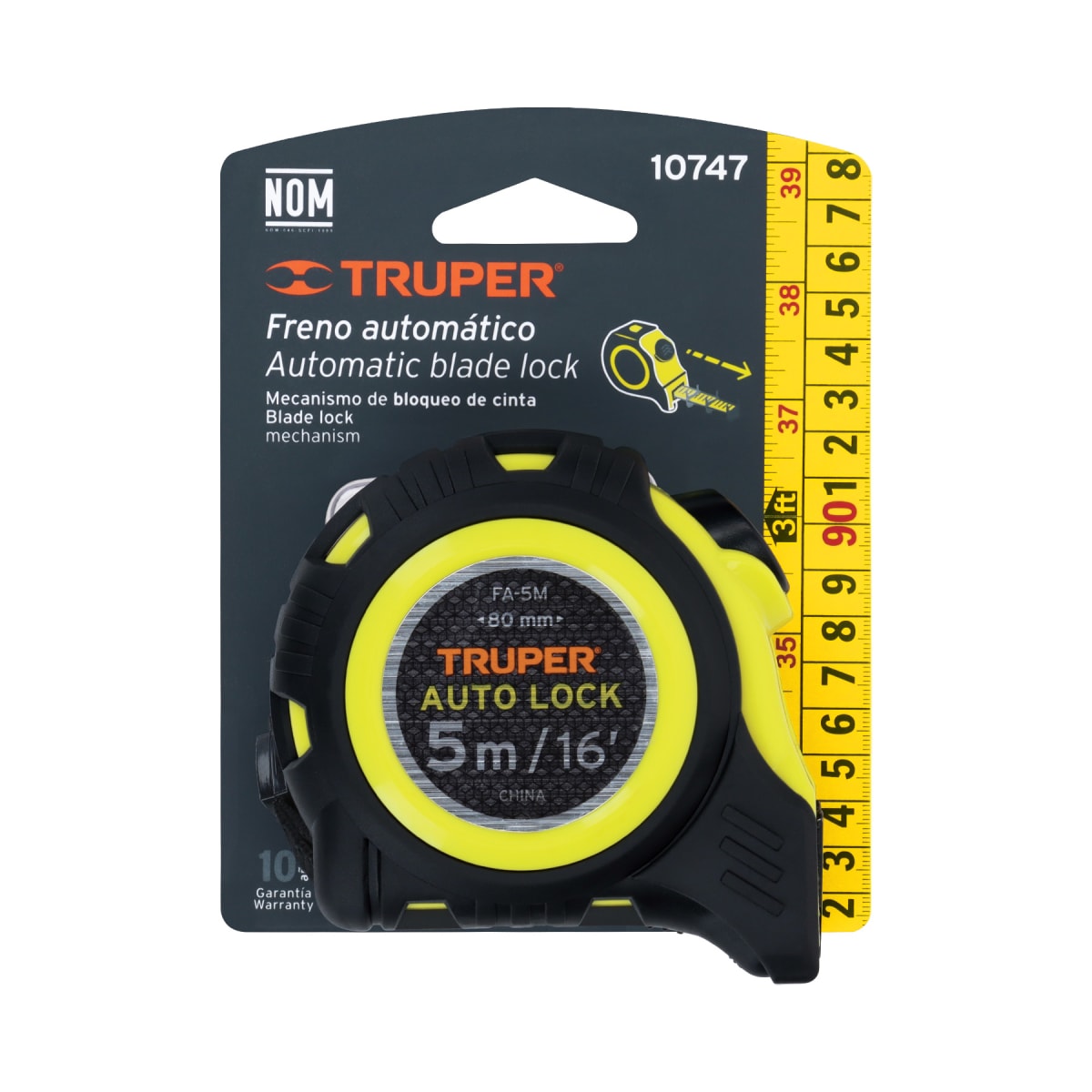 Wincha auto-lock contra impactos 5 m cinta 19 mm Truper5