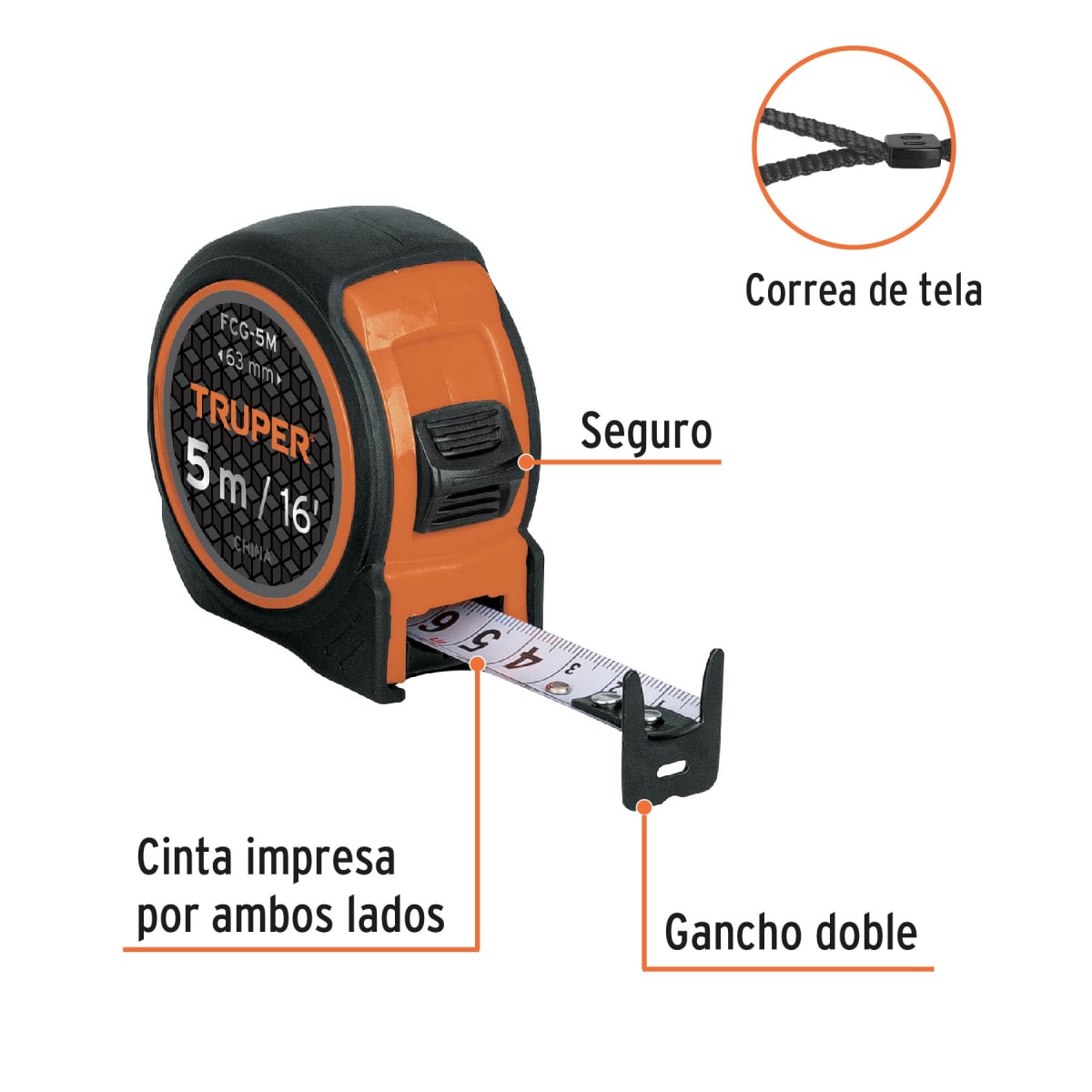 Wincha compacta contra impactos 5 m cinta 19 mm Truper2