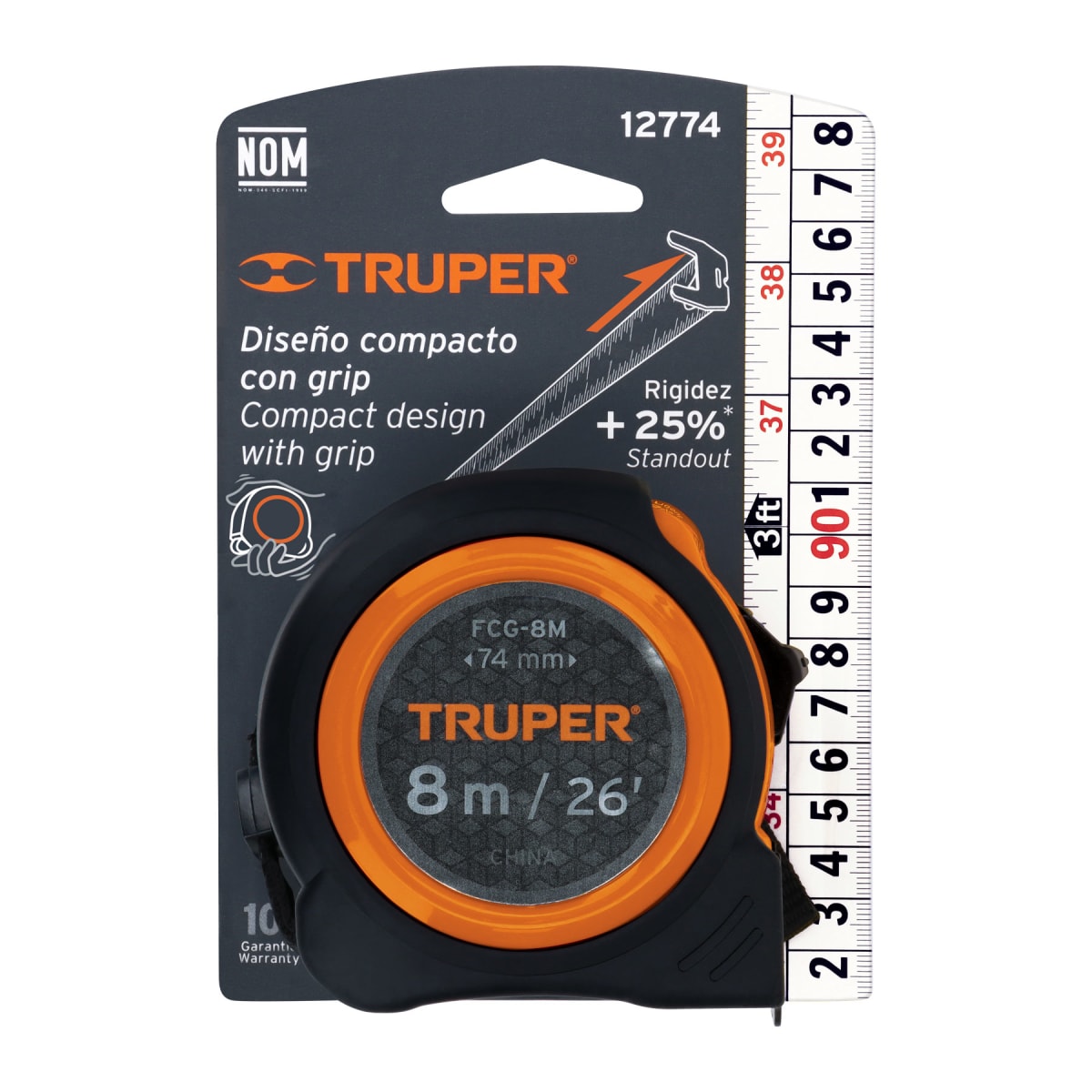 Wincha compacta contra impactos 8 m cinta 25 mm, Truper5