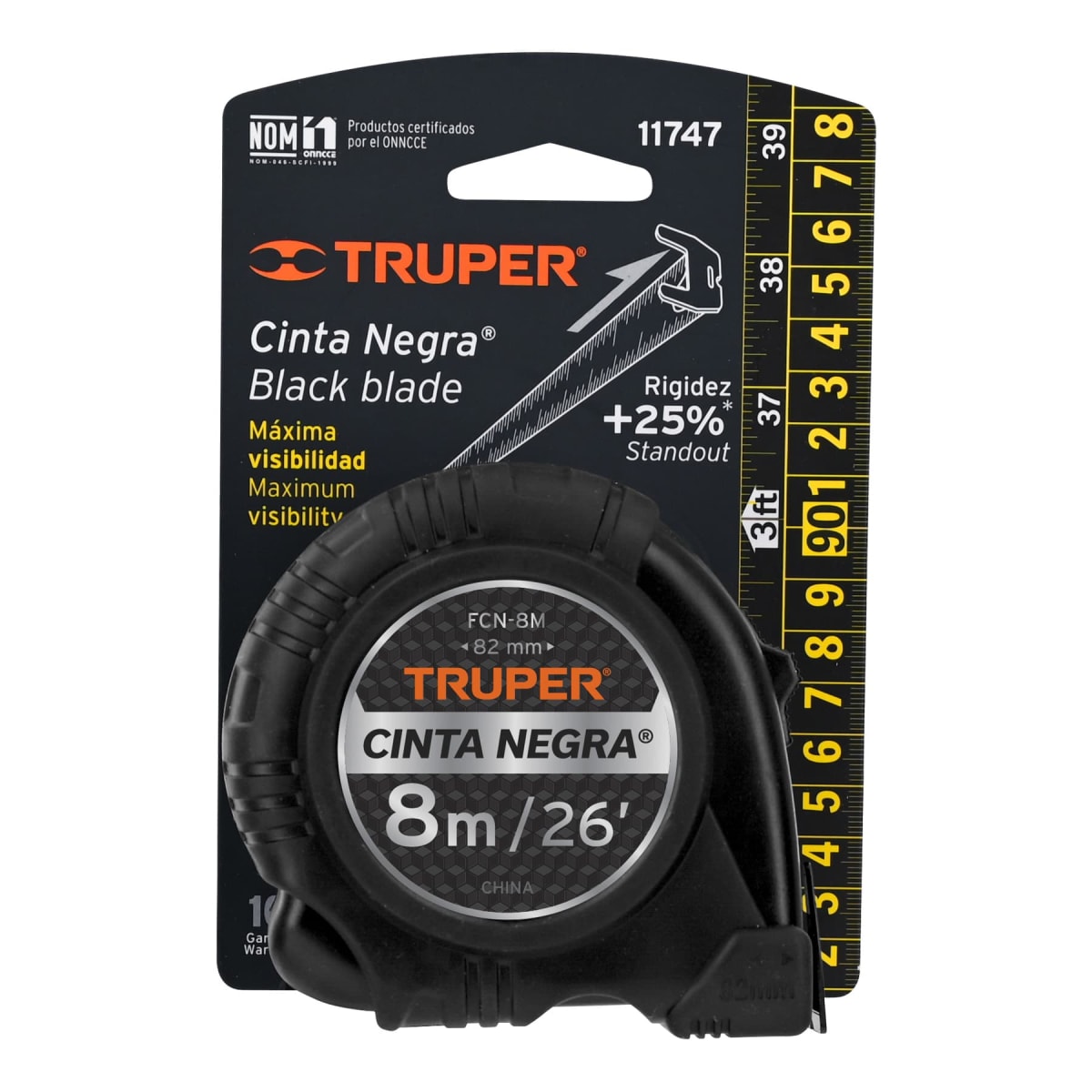 Wincha cinta negra 8 m cinta 25 mm Truper2