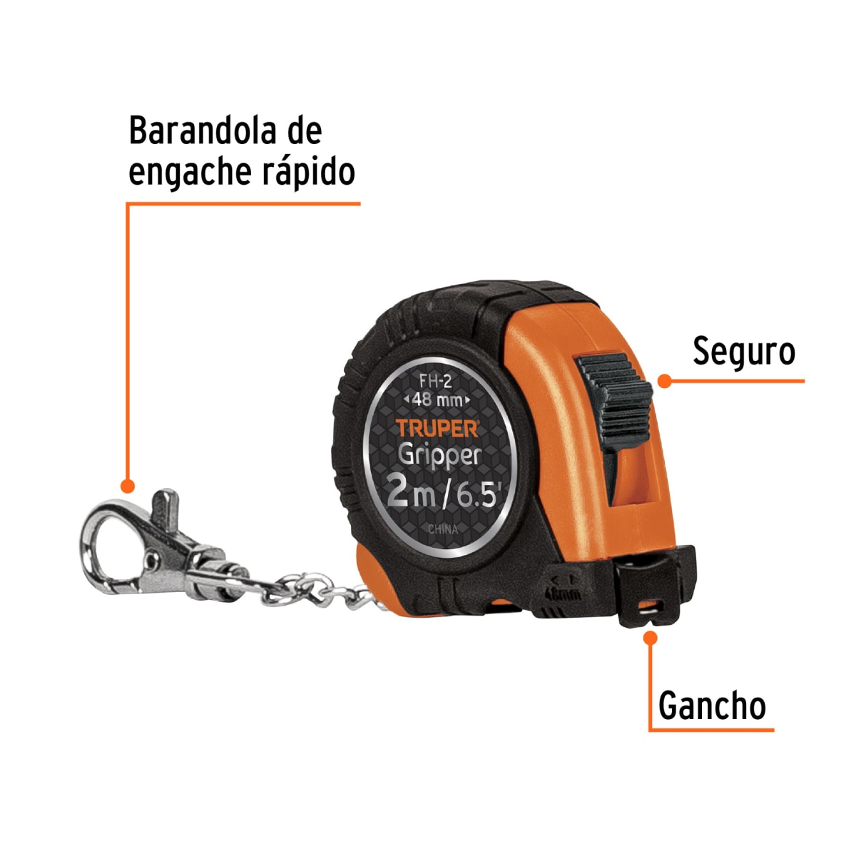 Llavero wincha gripper 2 metros truper2