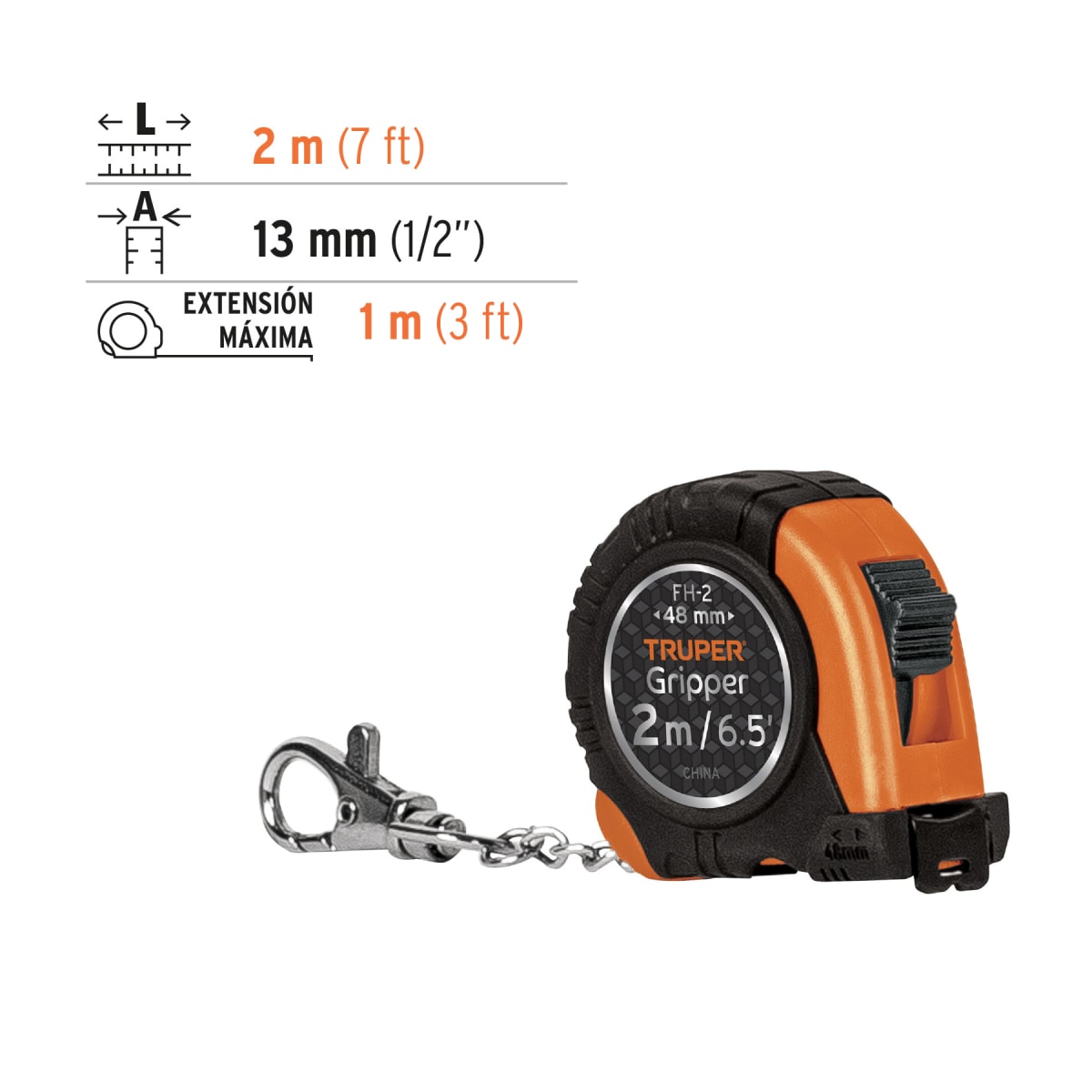 Llavero wincha gripper 2 metros truper3