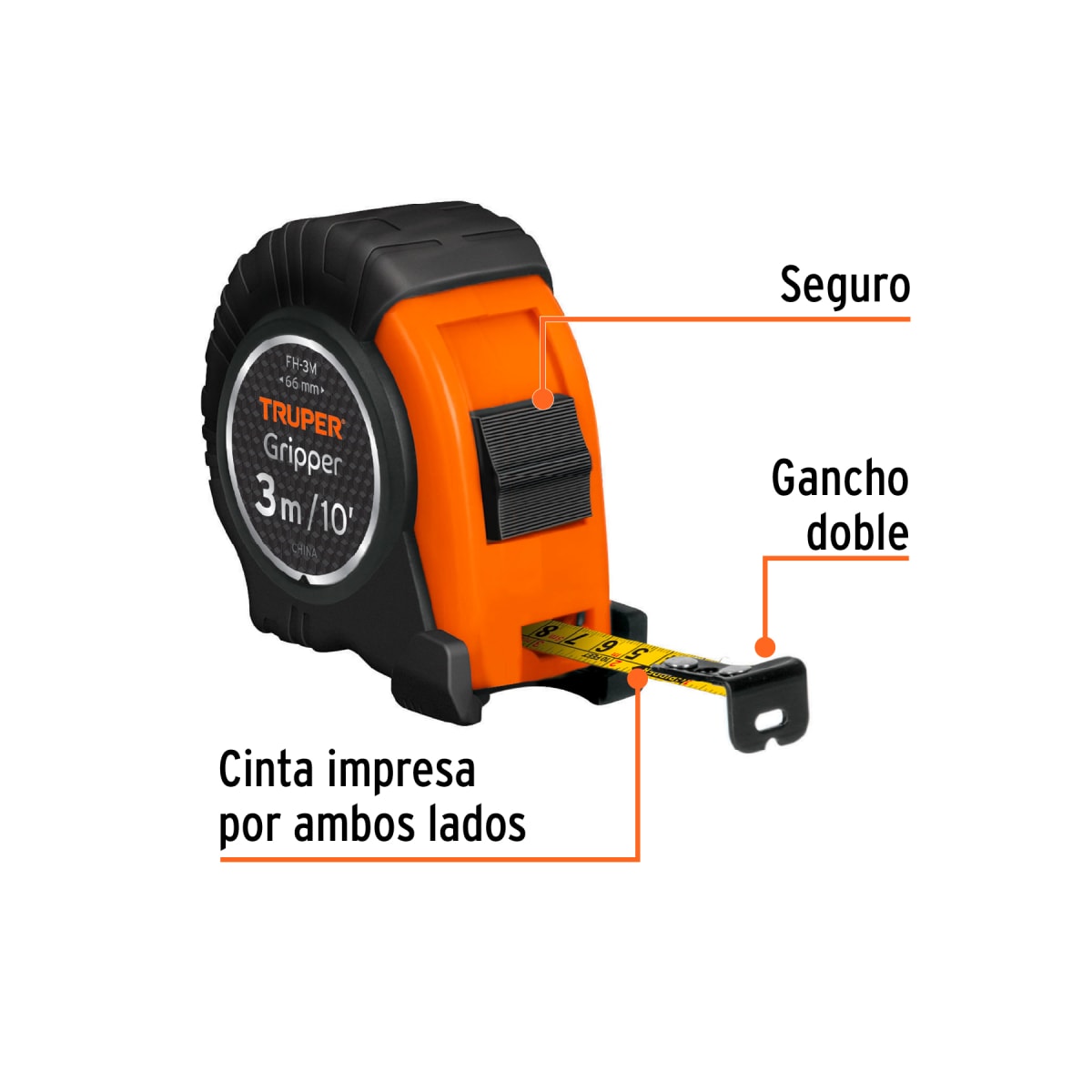 Wincha Gripper contra impactos de 3 m Truper4