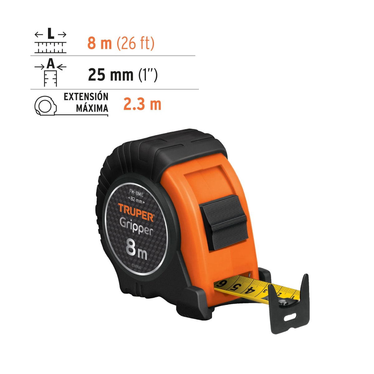 Wincha contra impactos 8 m cinta 25 mm grad. métrica Truper3
