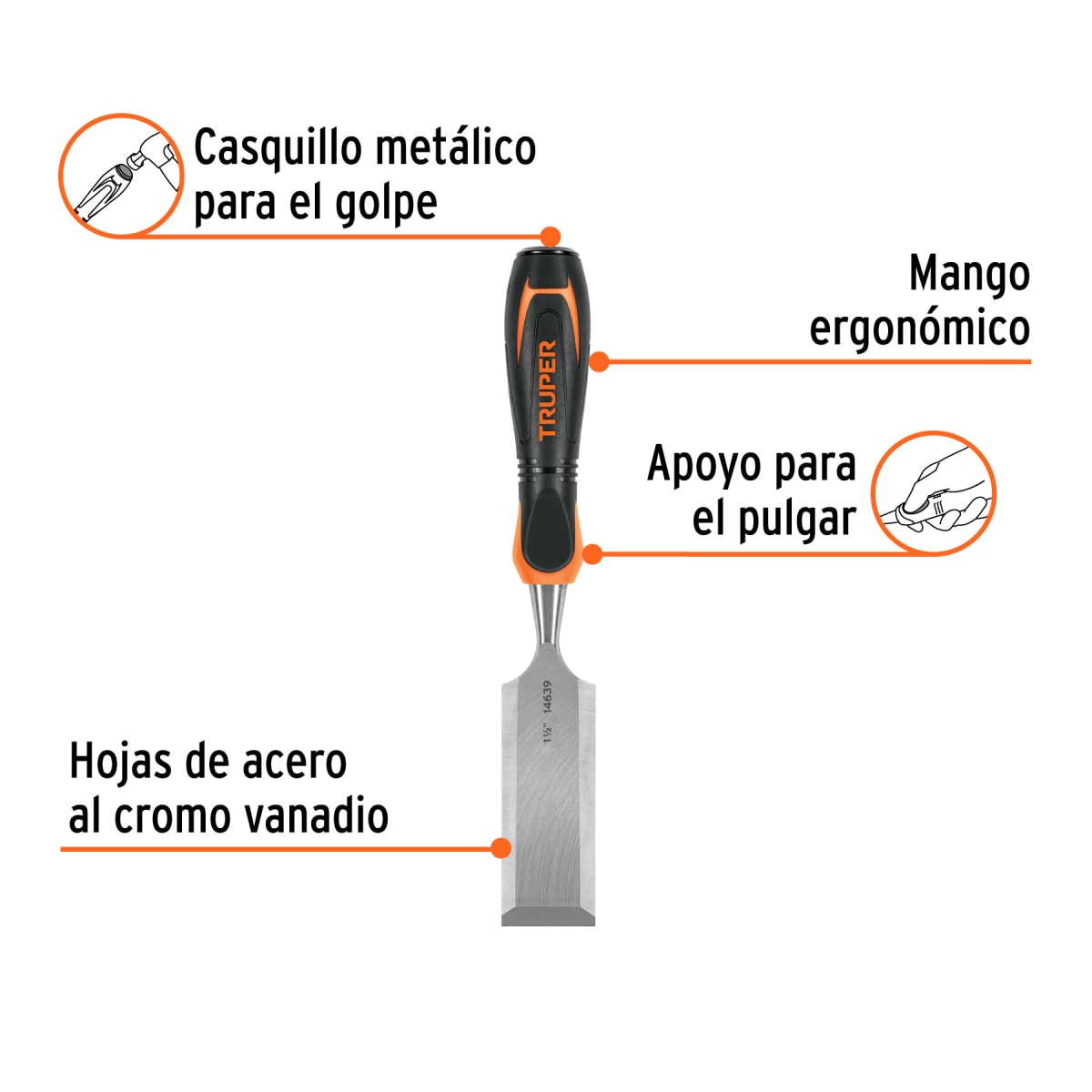 Formón 1-1/2´´ mango Comfort Grip, Truper2