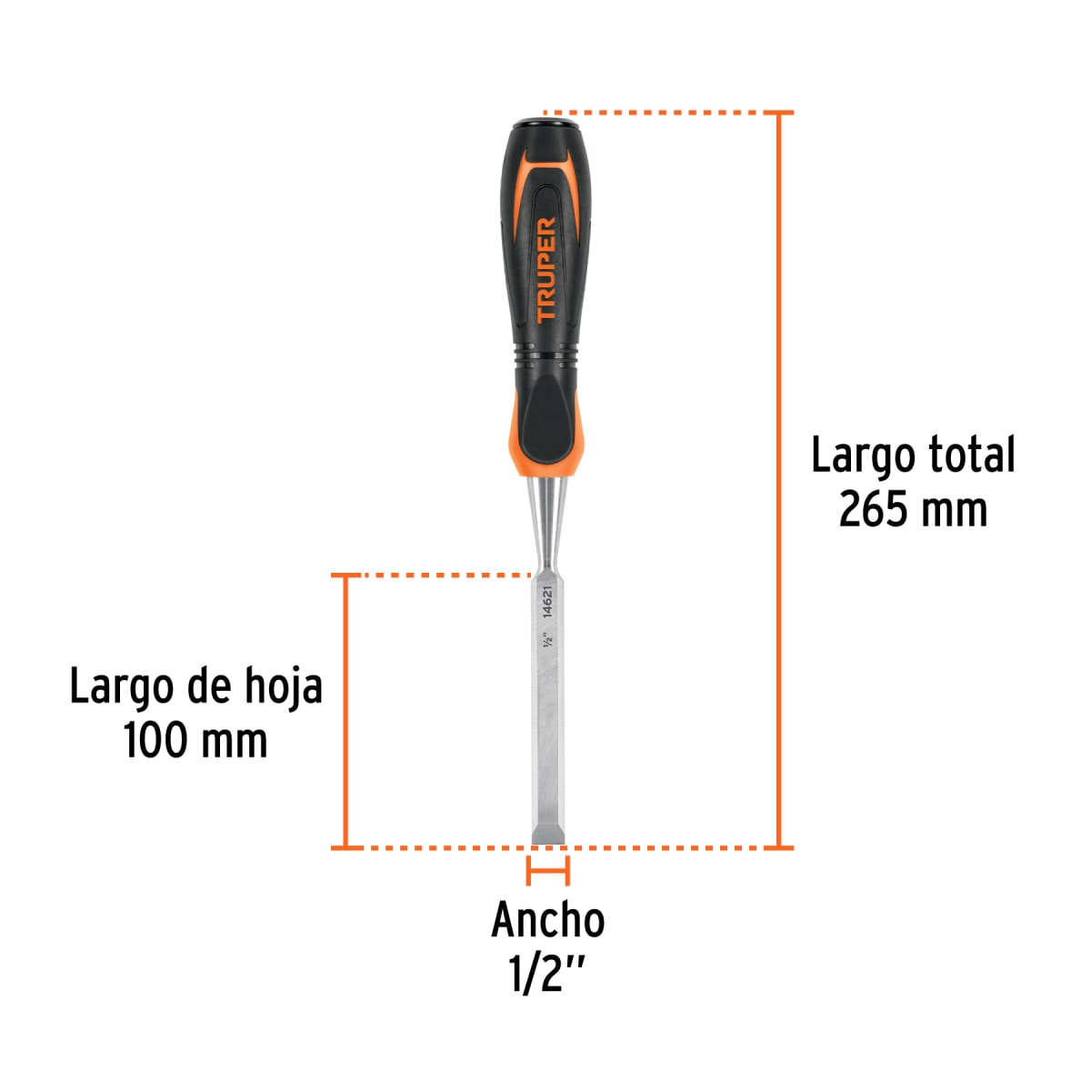 Formón 1/2'' mango comfort grip. truper3
