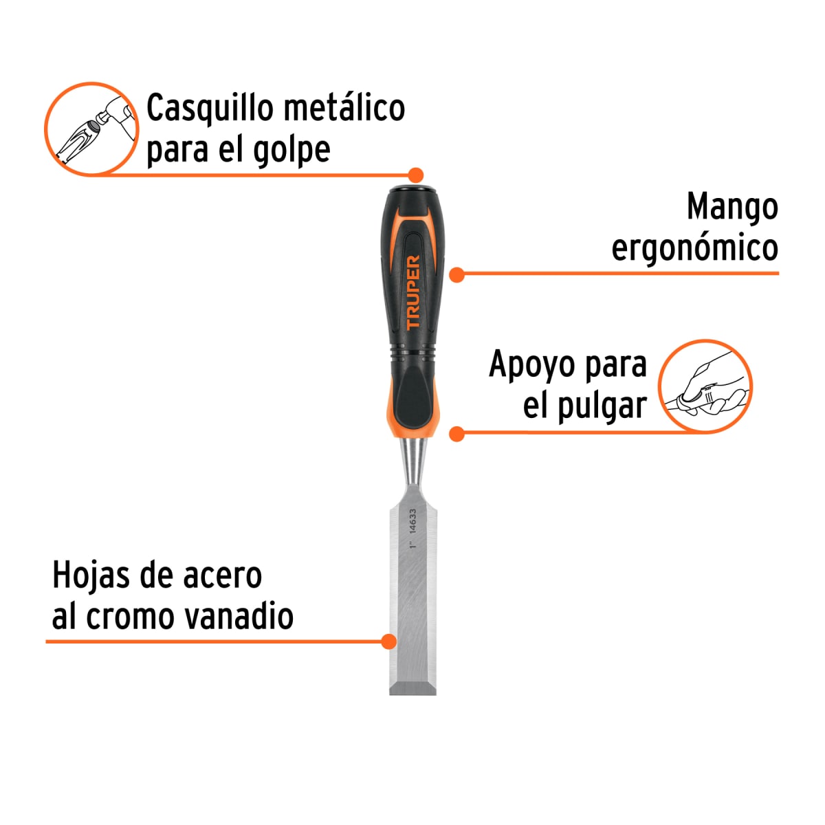 Formón 1'' mango comfort grip Truper2