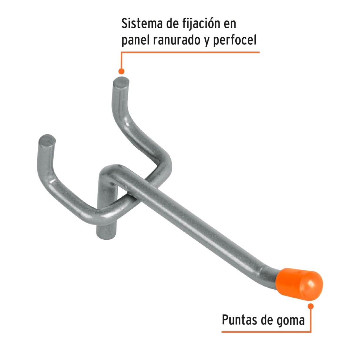 Gancho recto de 2´´ para perfocel y panel ranurado, Truper2