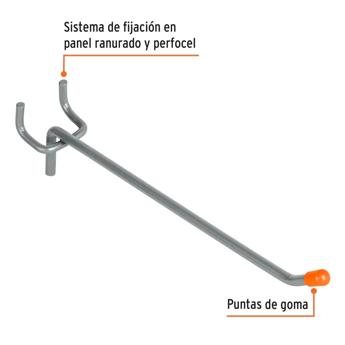 Gancho recto de 6´´ para perfocel y panel ranurado, Truper2