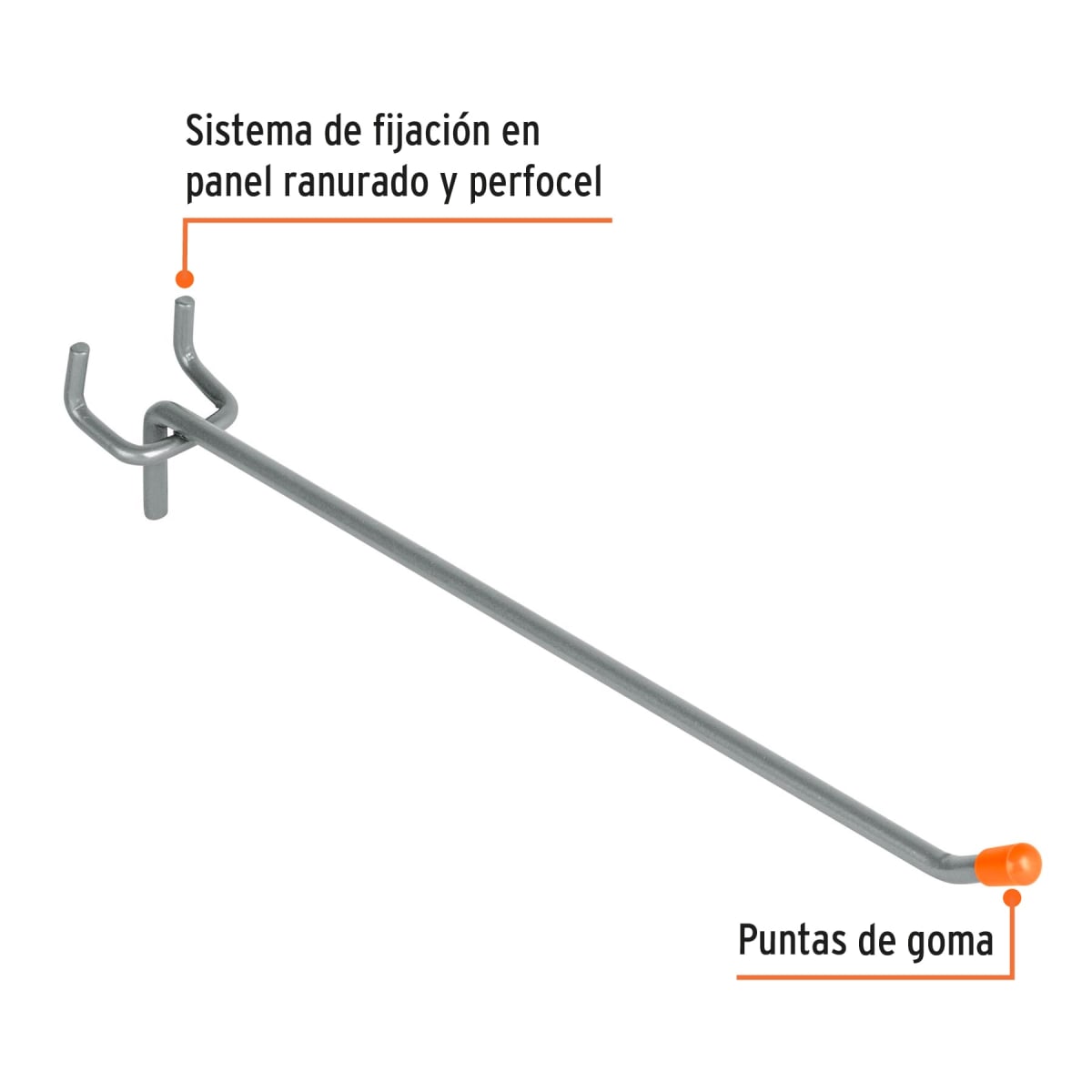 Gancho recto de 8´´ para perfocel y panel ranurado, Truper2