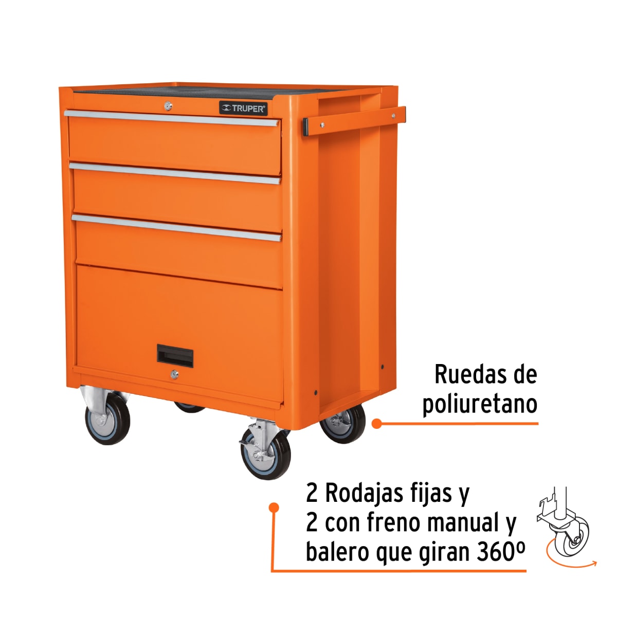 Gabinete metalico movil con 4 cajones capacidad 90 Kg Truper3