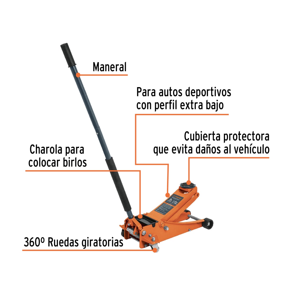 Gata tipo lagarto 3 toneladas elevación rápida perfil extra bajo TRUPER2