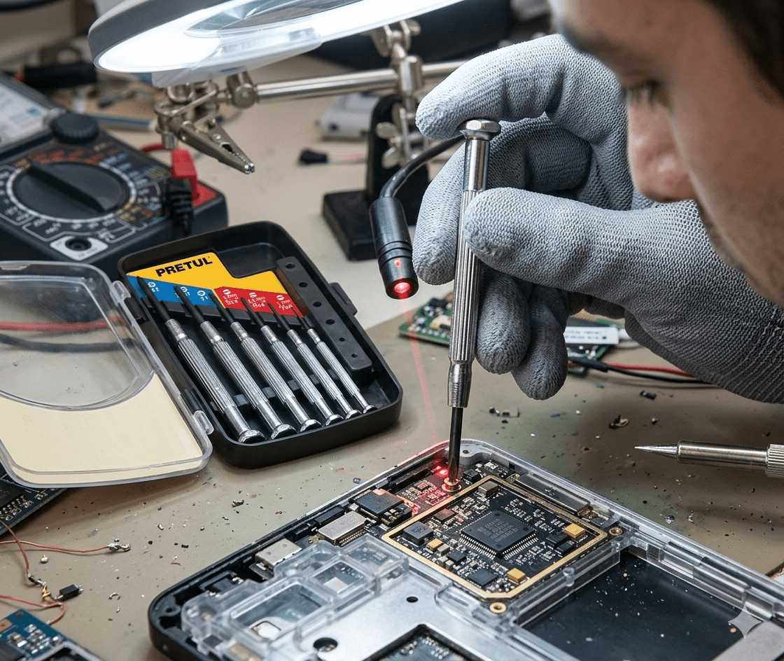 Juego con 6 desarmadores de precisión mango metálico Pretul5