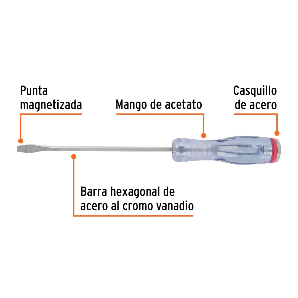 Desarmador plano de golpe 1/4'' x 6''. truper expert2