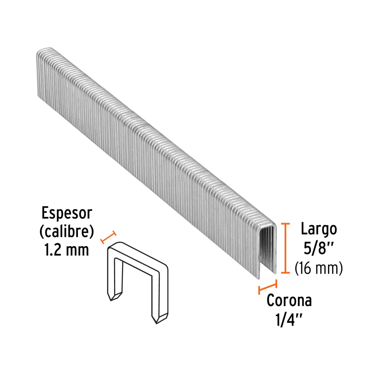 Caja con 5000 grapas corona 1/4´´ calibre 18, 16mm p/ENNE-120 Truper2