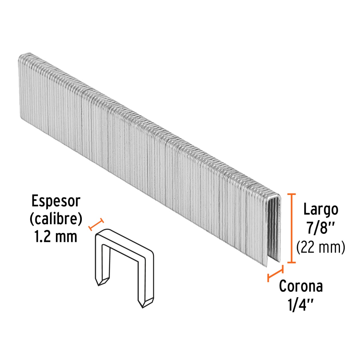 Caja con 5000 grapas corona 1/4´´ calibre 18, 22mm p/ENNE-120 Truper2