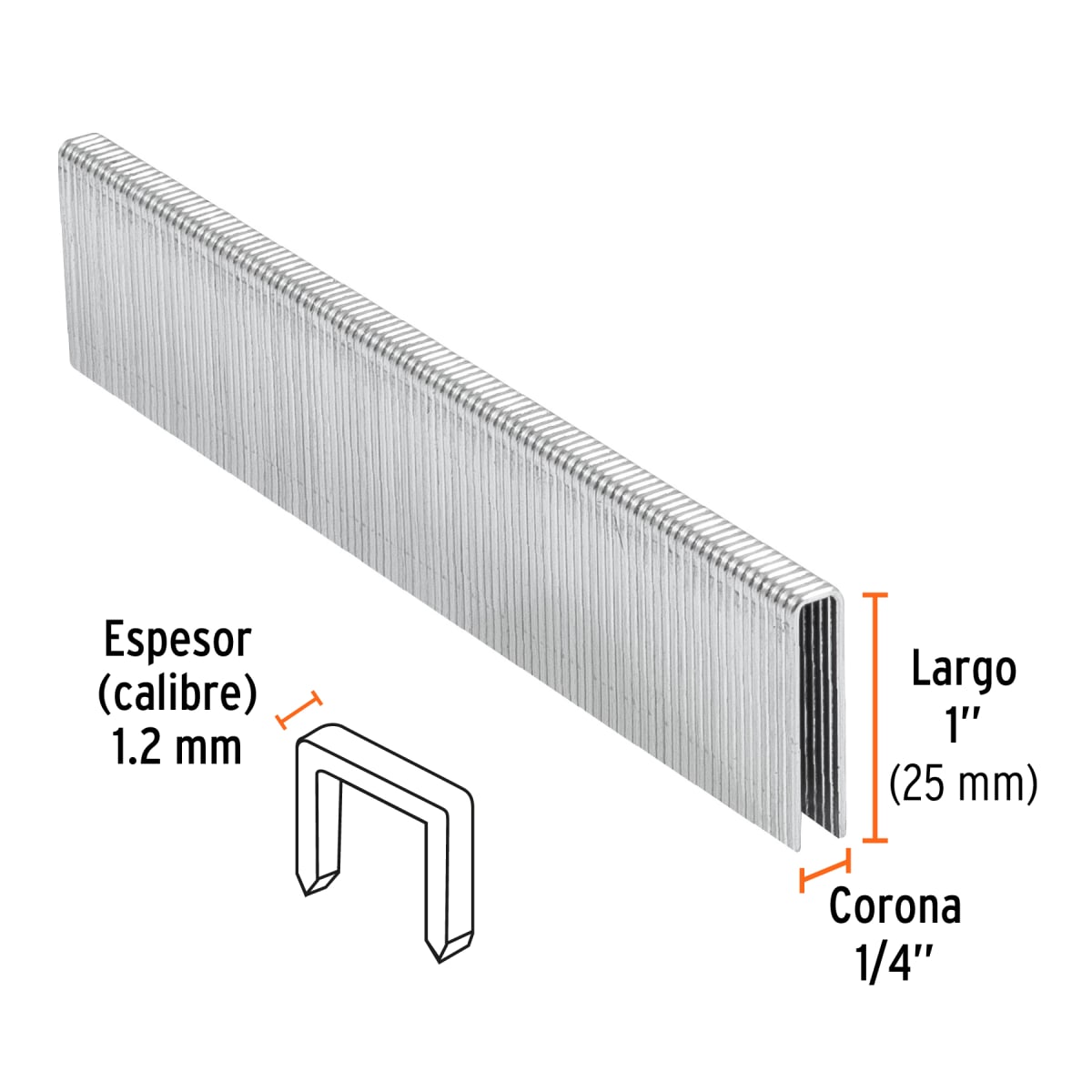 Caja con 5000 grapas corona 1/4´´ calibre 18, 25mm p/ENNE-120 Truper2