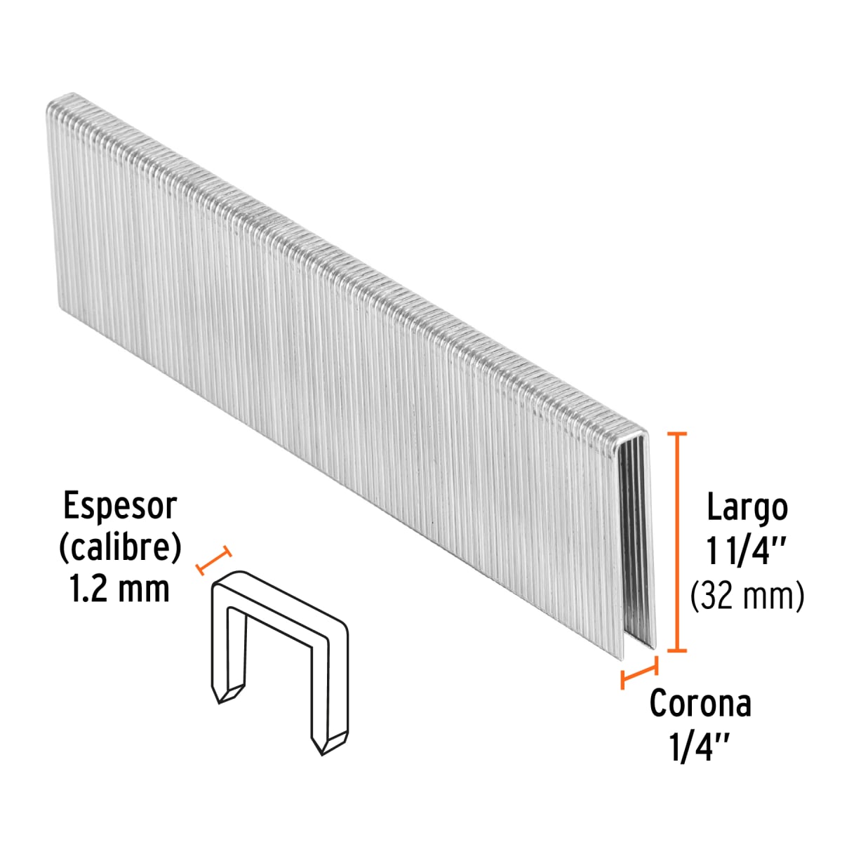 Caja con 5000 grapas corona 1/4´´ calibre 18, 32mm p/ENNE-120 Truper2