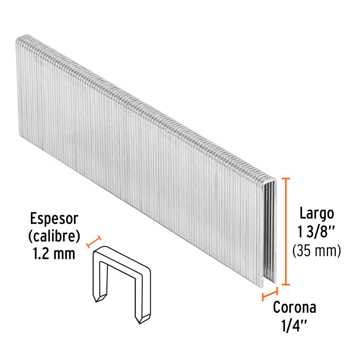 Caja con 5000 grapas corona 1/4´´ calibre 18, 35mm p/ENNE-120 Truper2