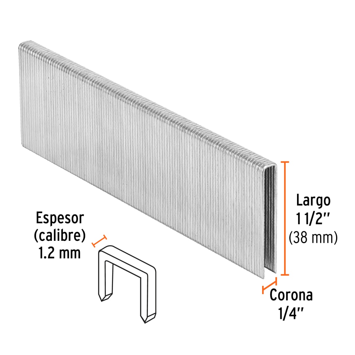 Caja con 5000 grapas corona 1/4´´ calibre 18, 38mm p/ENNE-120 Truper2