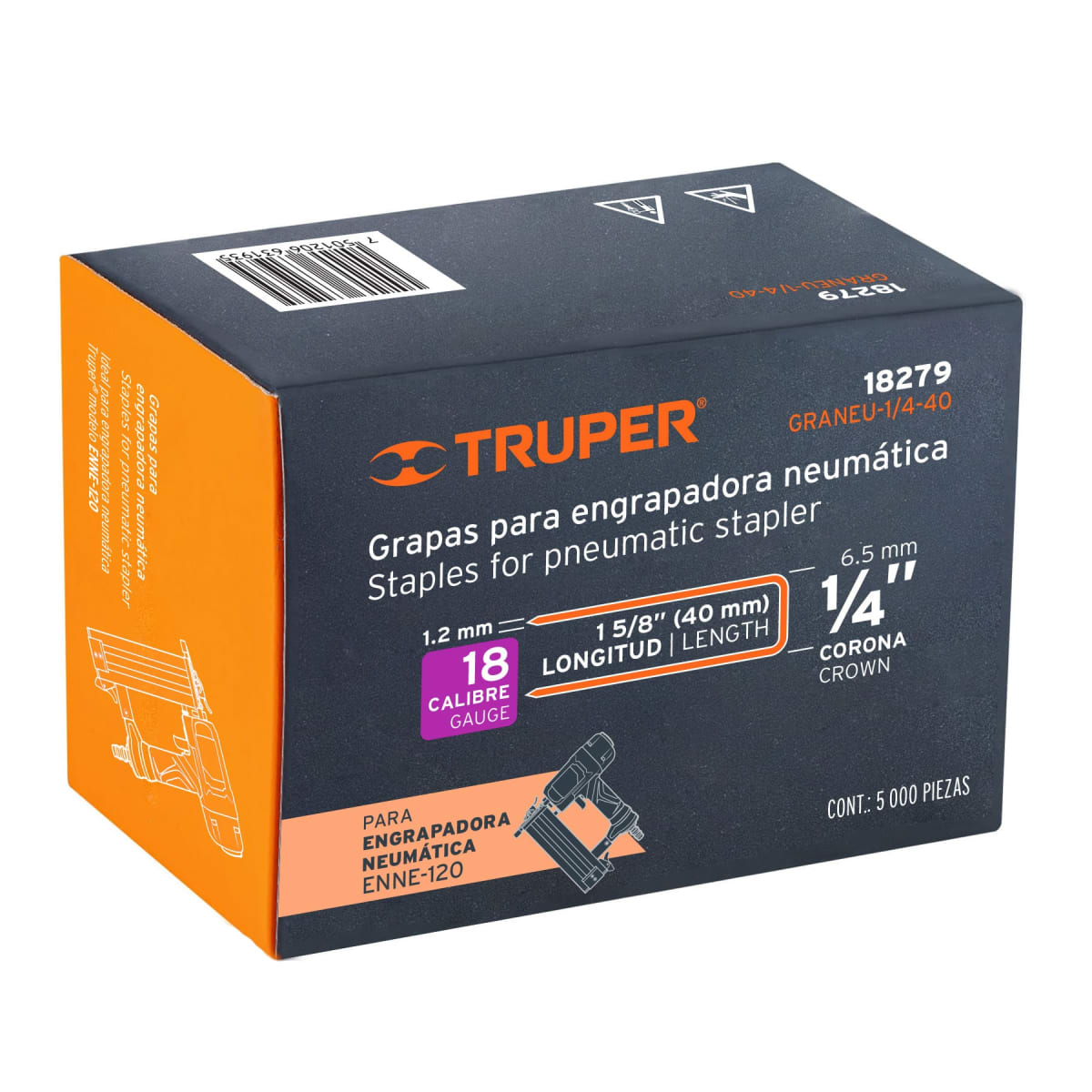 Caja con 5000 grapas corona 1/4´´ calibre 18, 40mm p/ENNE-120 Truper5