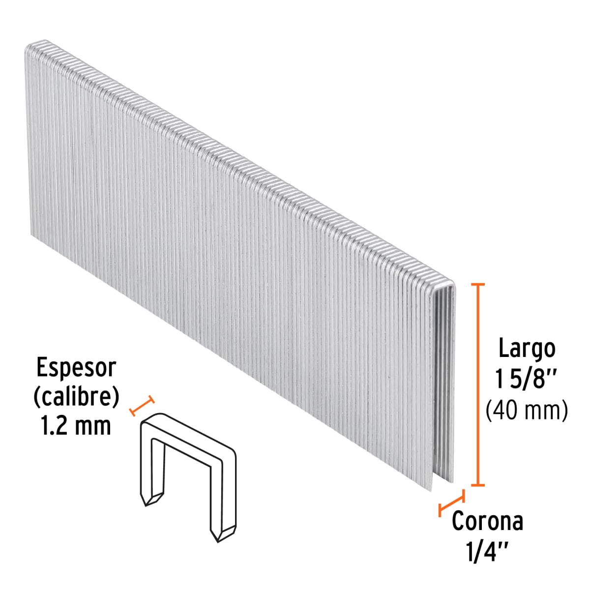 Caja con 5000 grapas corona 1/4´´ calibre 18, 40mm p/ENNE-120 Truper2