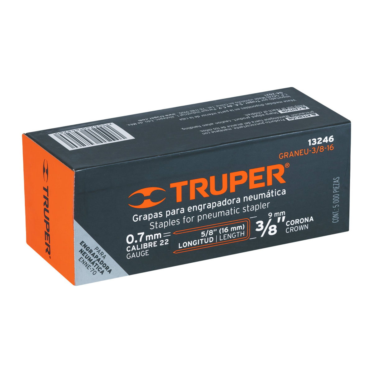 Caja con 5000 grapas corona 3/8´´ calibre 22, 16mm p/ENNE-70 Truper5