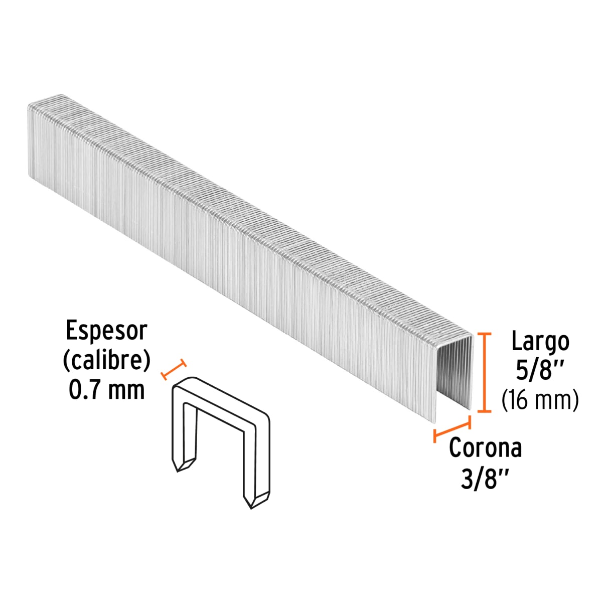 Caja con 5000 grapas corona 3/8´´ calibre 22, 16mm p/ENNE-70 Truper3
