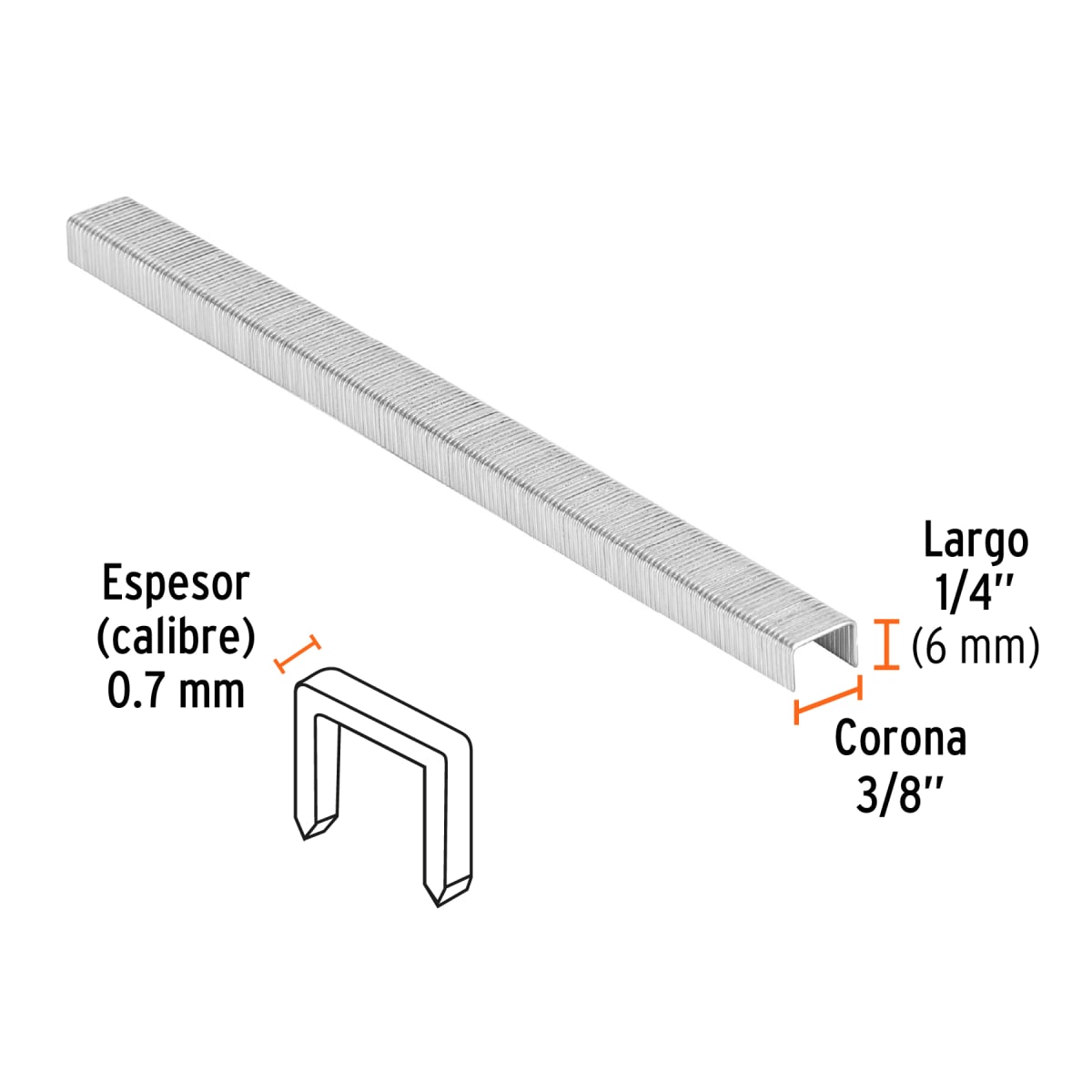 Caja con 5000 grapas corona 3/8'' calibre 22, 6mm p/ENNE-70 Truper3