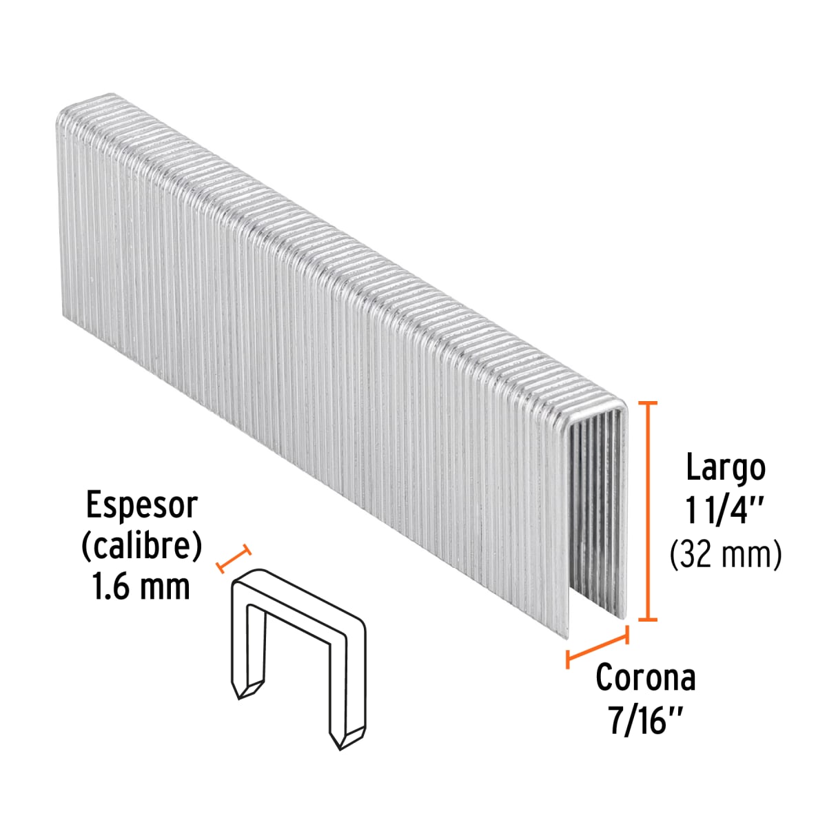 Caja con 1000 grapas corona 7/16´´ cal. 16, 32mm p/ENNE-160 Truper2