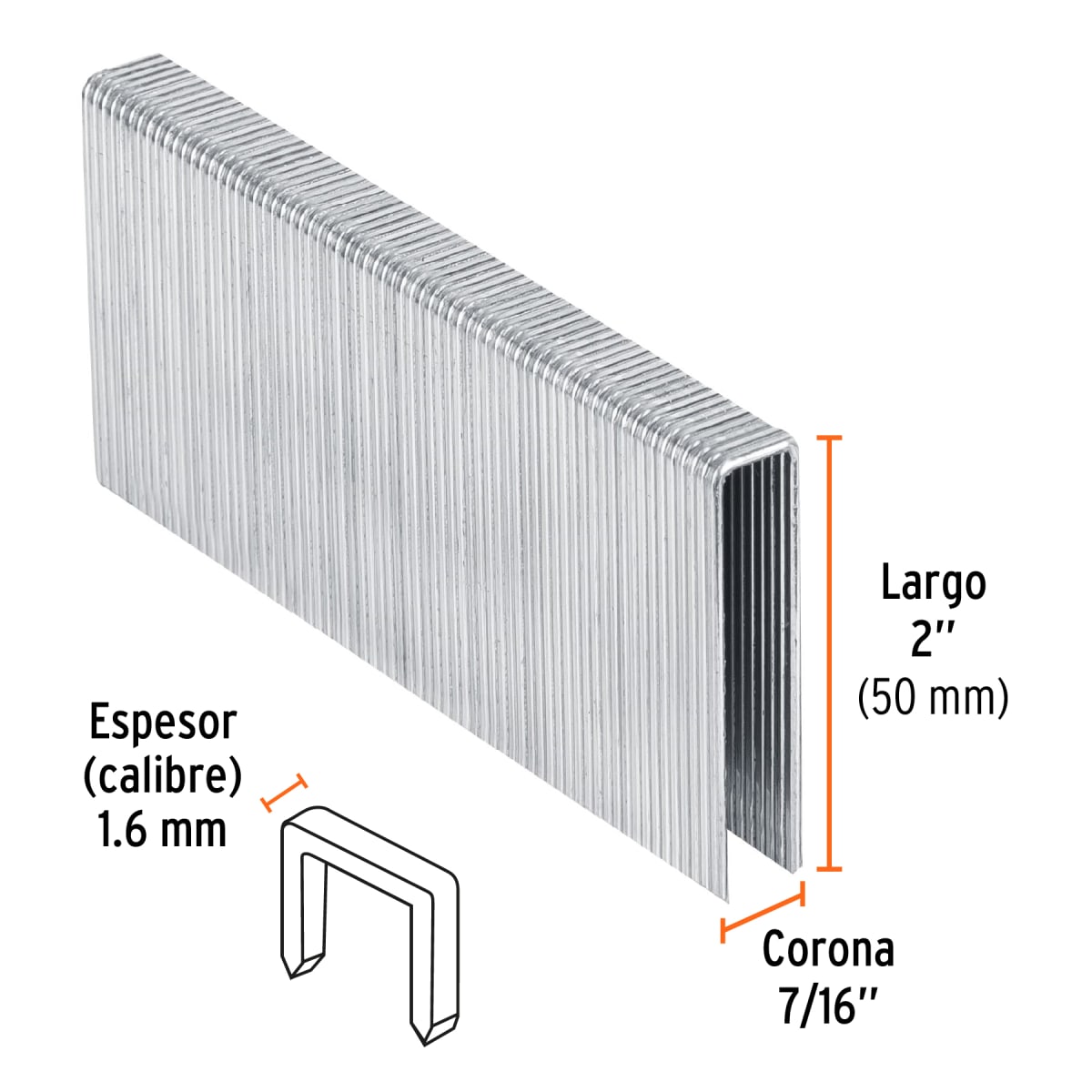 Caja con 1000 grapas corona 7/16´´ cal. 16, 50mm p/ENNE-160 Truper2