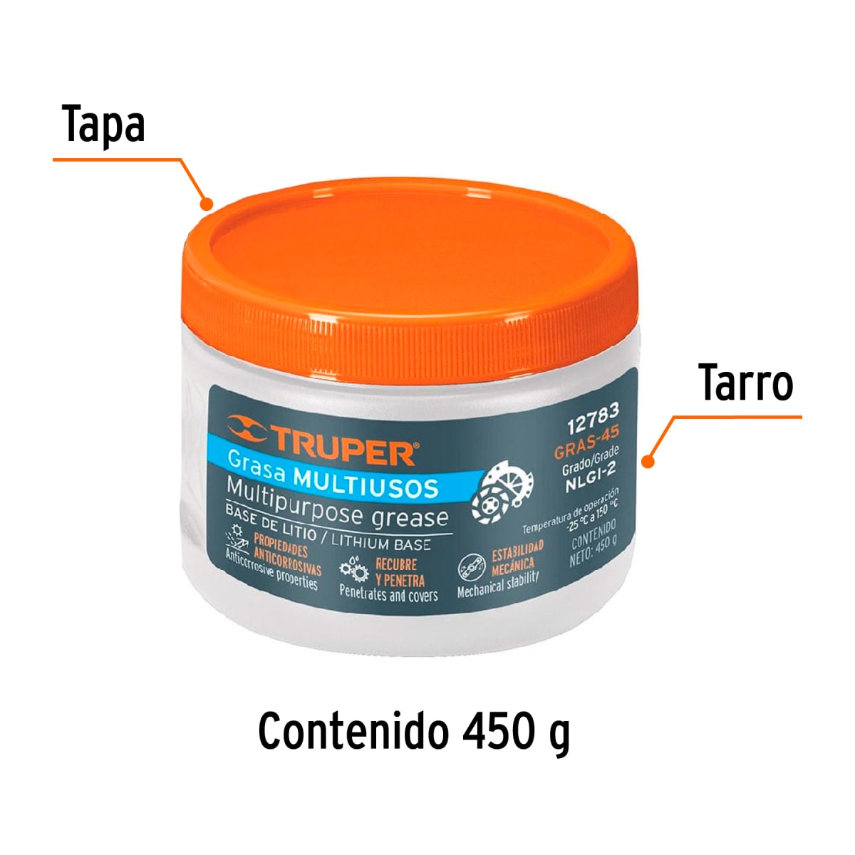 Grasa Lubricante Multiusos de Litio de 450 Gr Truper2