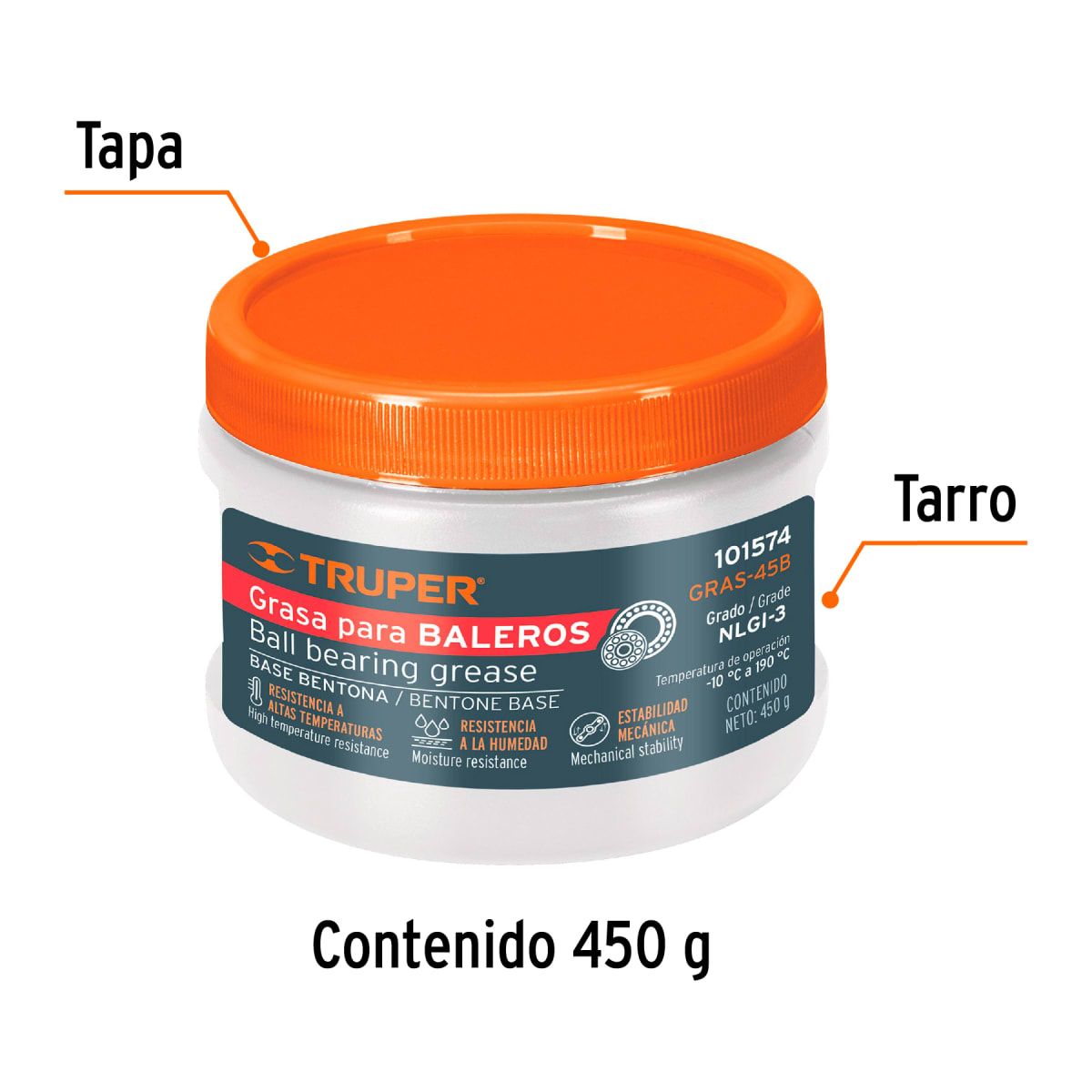 Grasa automotriz de bentona de 450 g Truper2