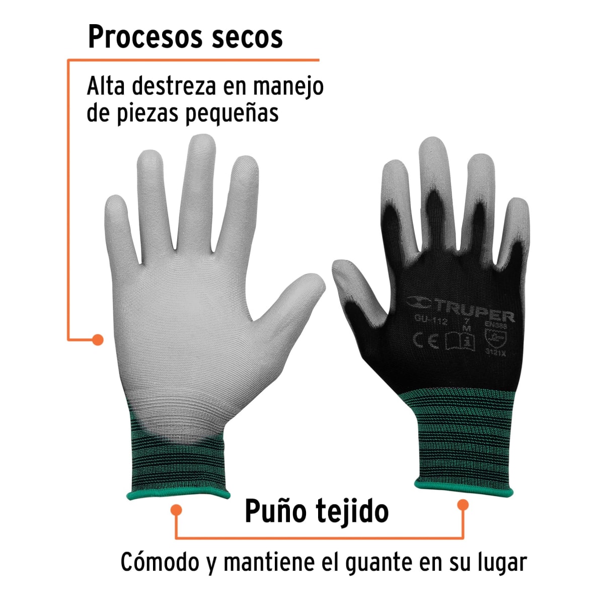 Guantes de nylon recubiertos de poliuretano Talla M Truper3