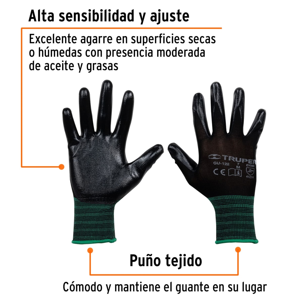 Guantes de Nylon recubiertos de nitrilo talla M Truper2