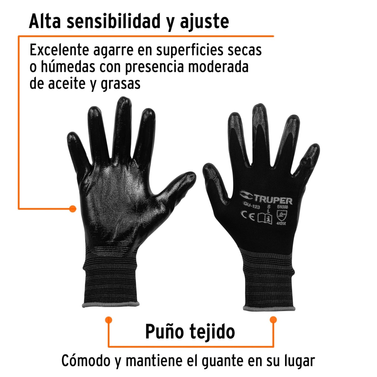Guantes de nylon recubiertos de nitrilo. g. truper2