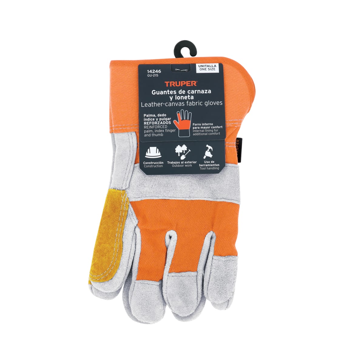 Guantes de carnaza y loneta con refuerzo unitalla Truper3