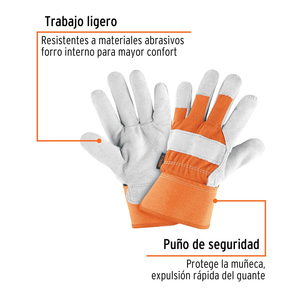 Guantes de carnaza y loneta, unitalla, Truper2