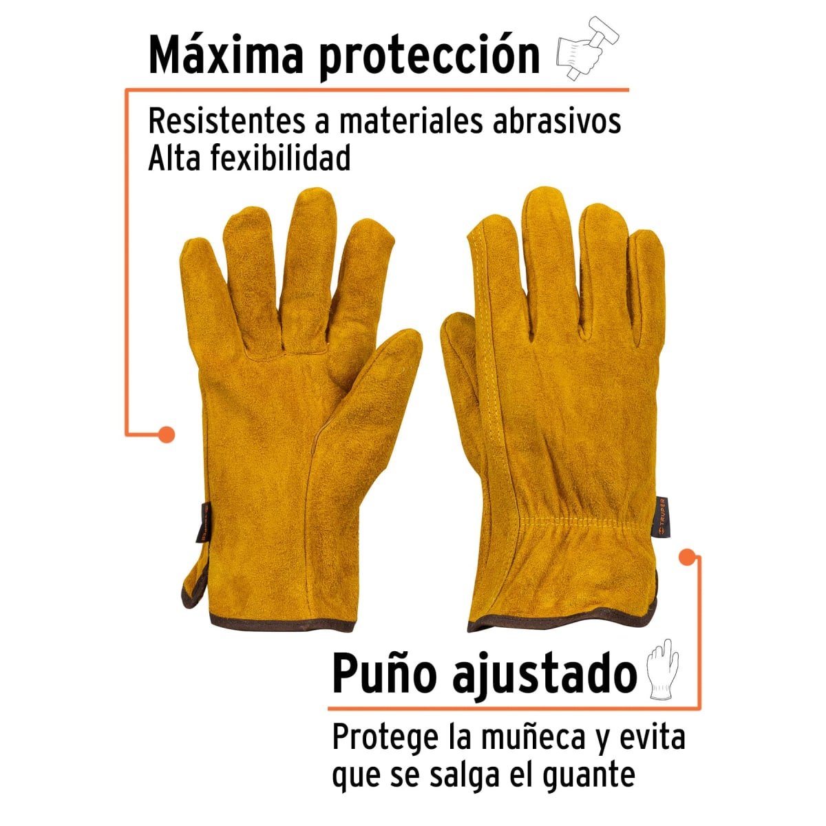 Guantes de carnaza, usos generales, grandes, Truper2