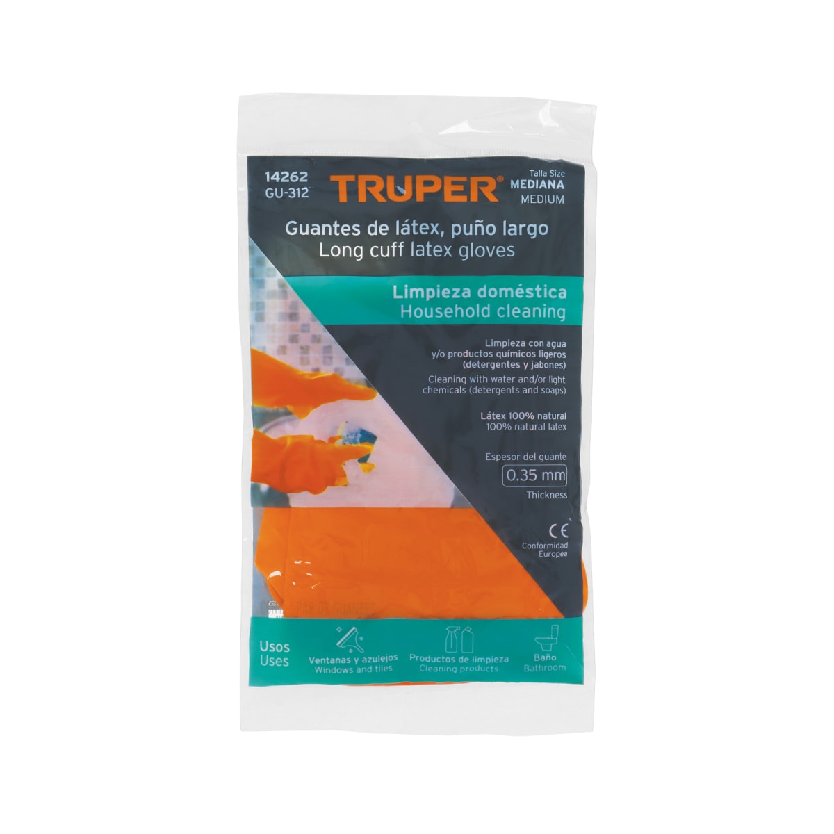 Guantes de látex para limpieza, medianos, Truper3