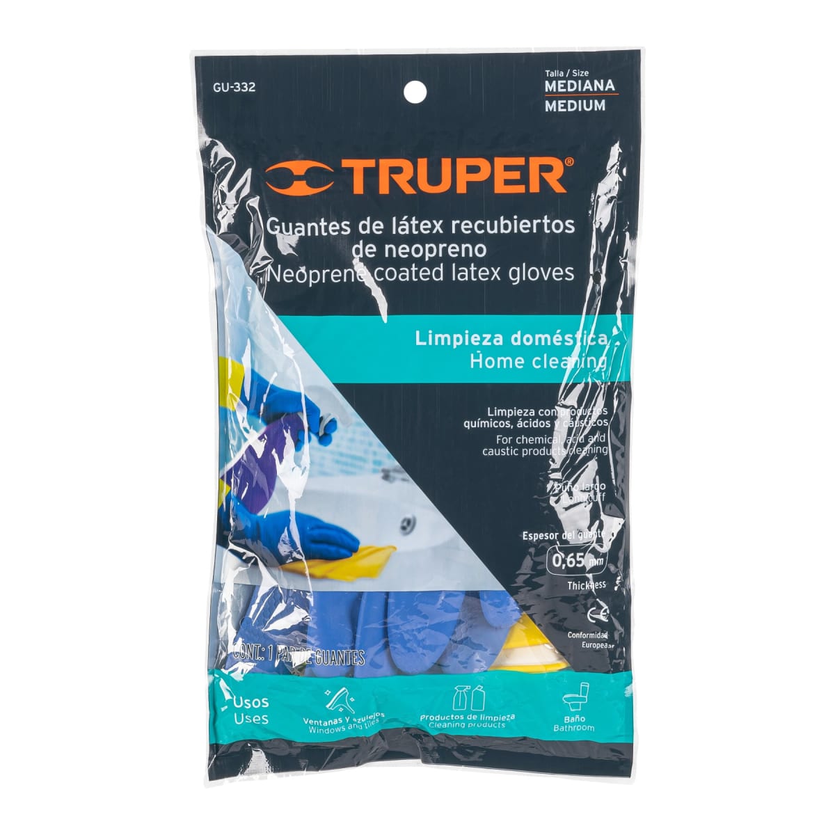 Guantes de látex reforzados para limpieza, medianos, Truper3
