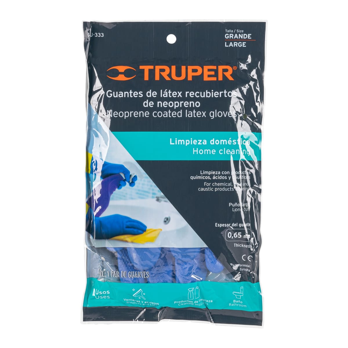 Guantes de látex reforzados para limpieza, grandes, Truper3
