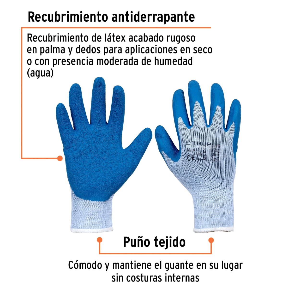 Guantes de poliéster recubiertos de latex. m. truper2