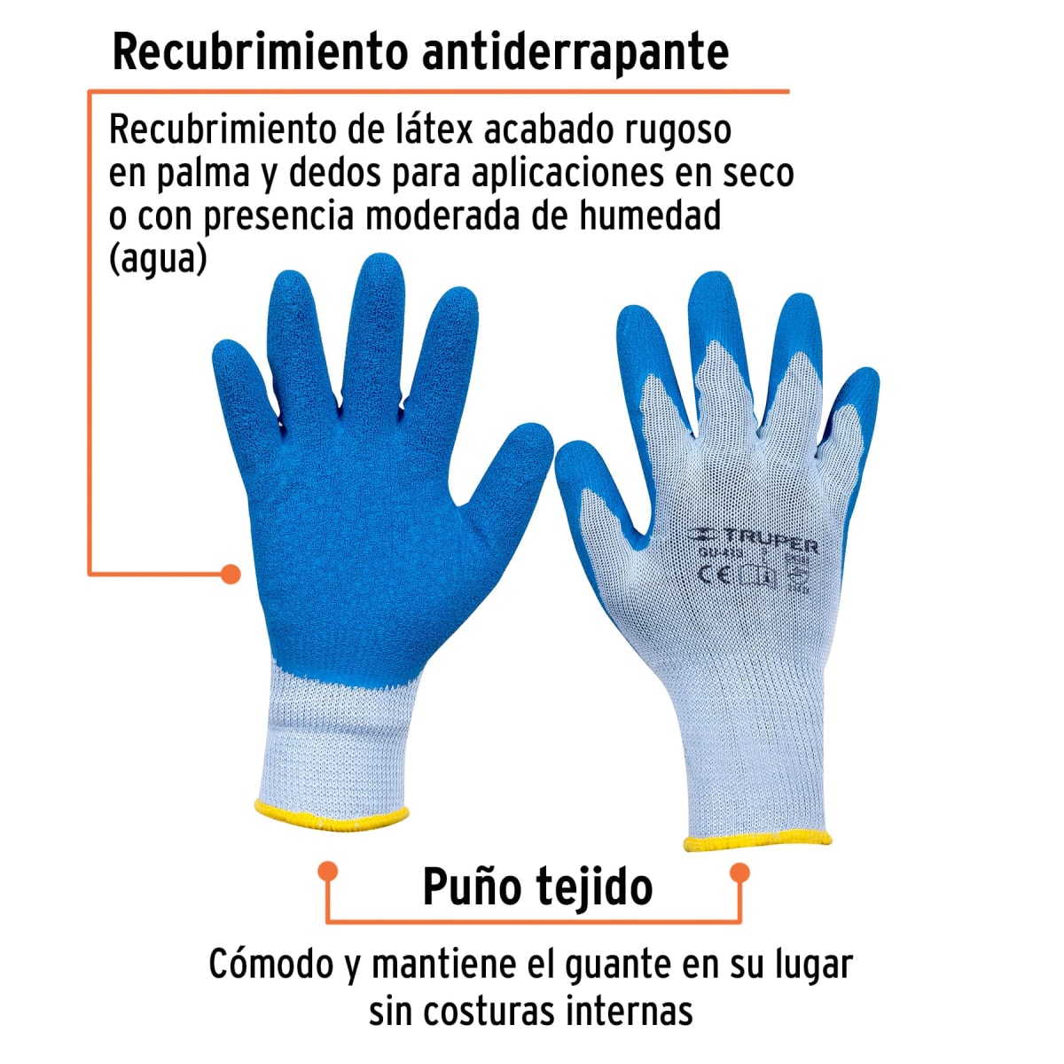 Guantes de poliéster recubiertos de latex. g. truper2