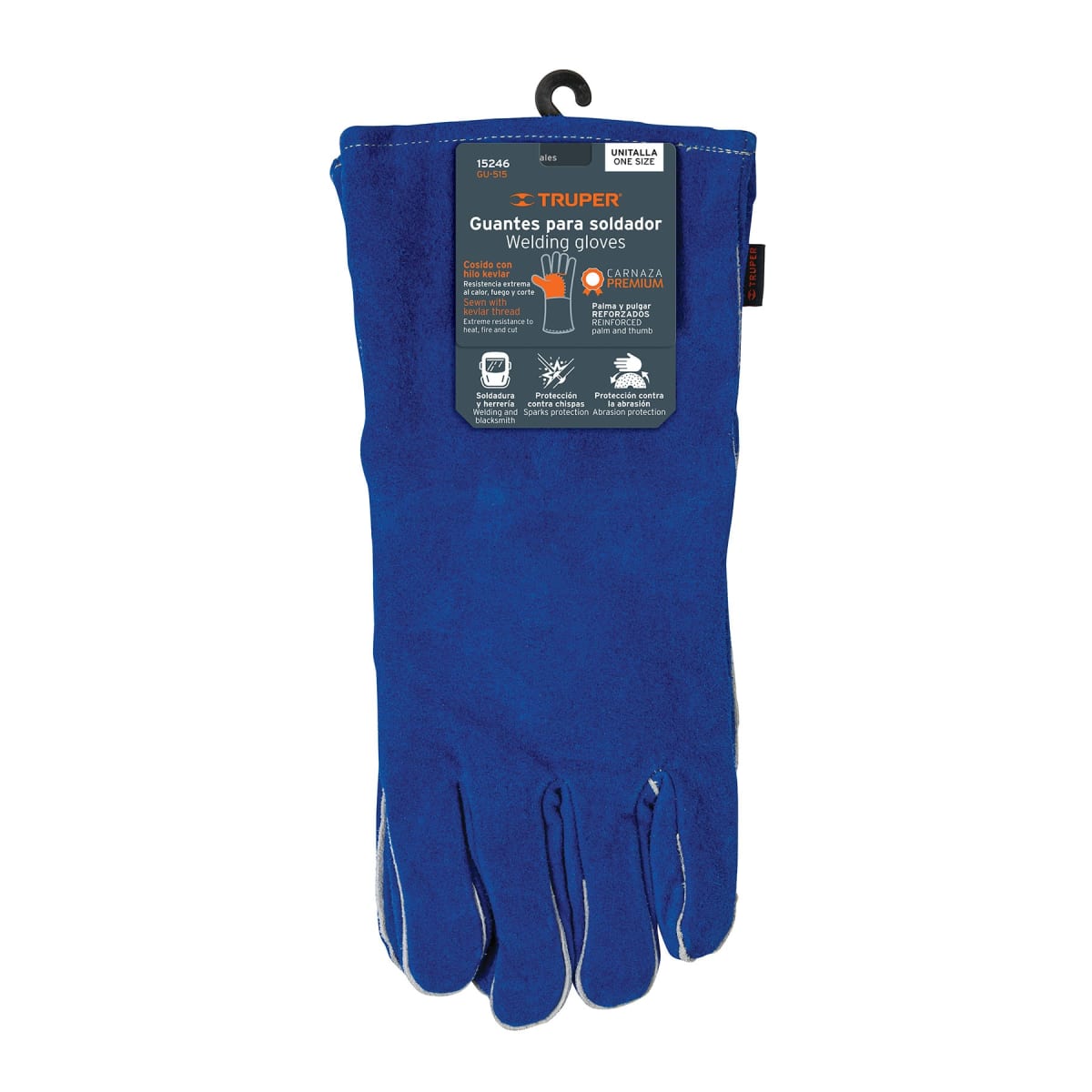 Guantes azules reforzados para soldador. truper4