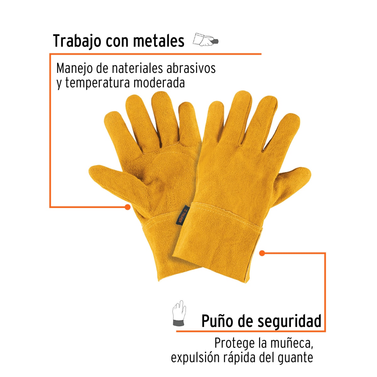 Guantes de carnaza. cortos. unitalla. truper2