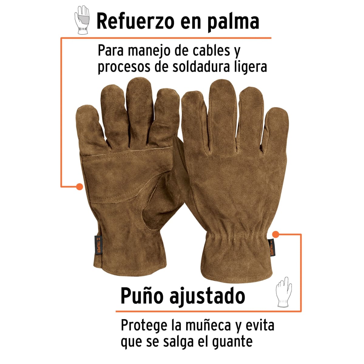 Guantes de carnaza premium para electricista Truper2