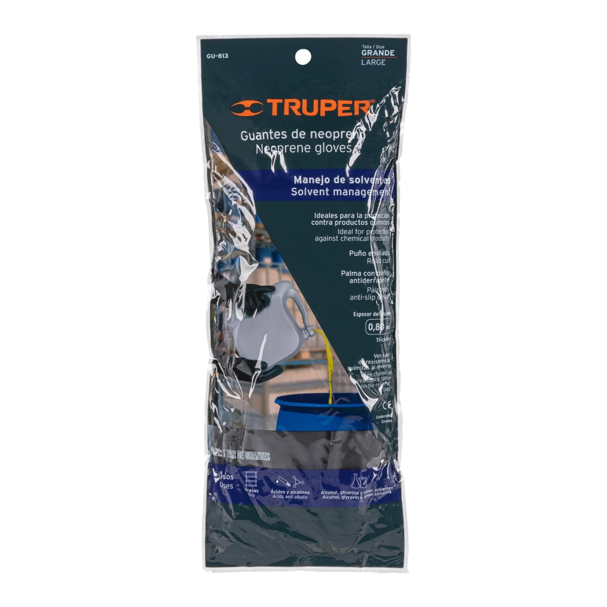 Guantes de neopreno p/manejo de químicos, grandes, Truper5