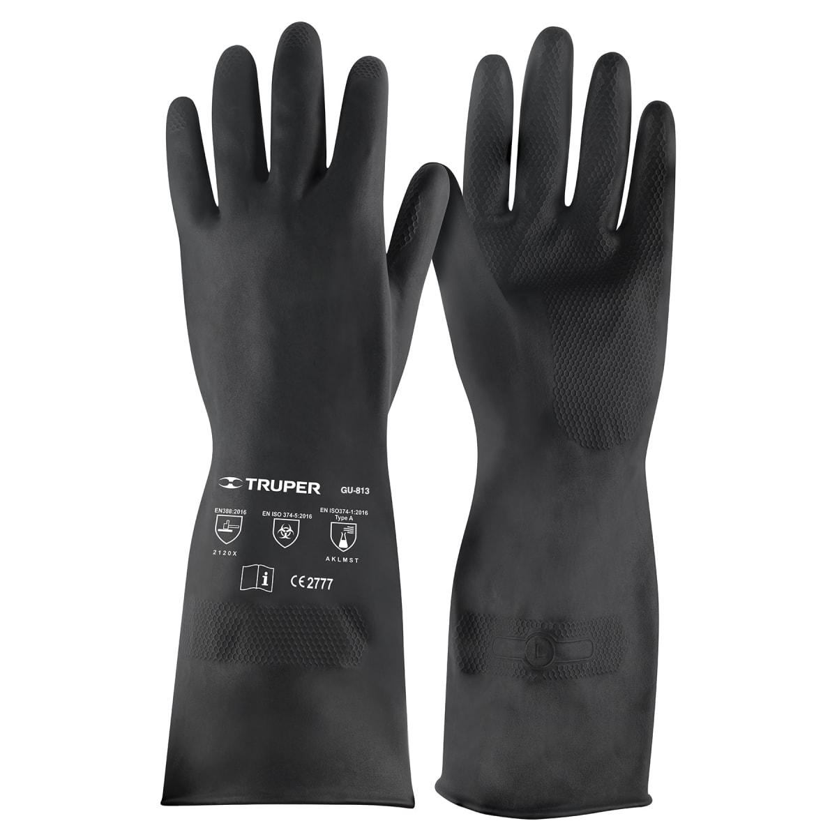 Guantes de neopreno p/manejo de químicos, grandes, Truper1
